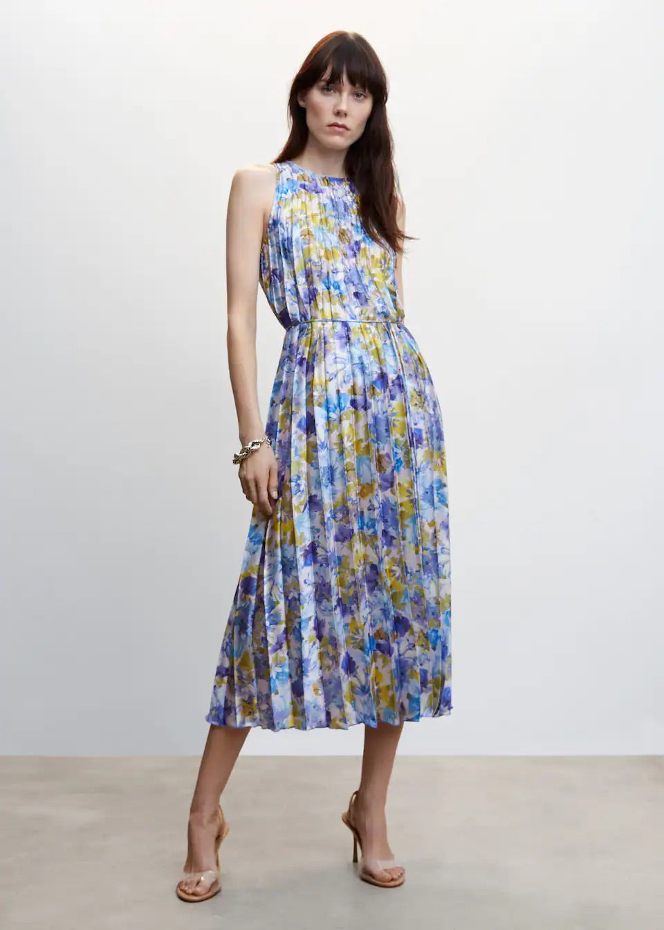 Printed pleated dress