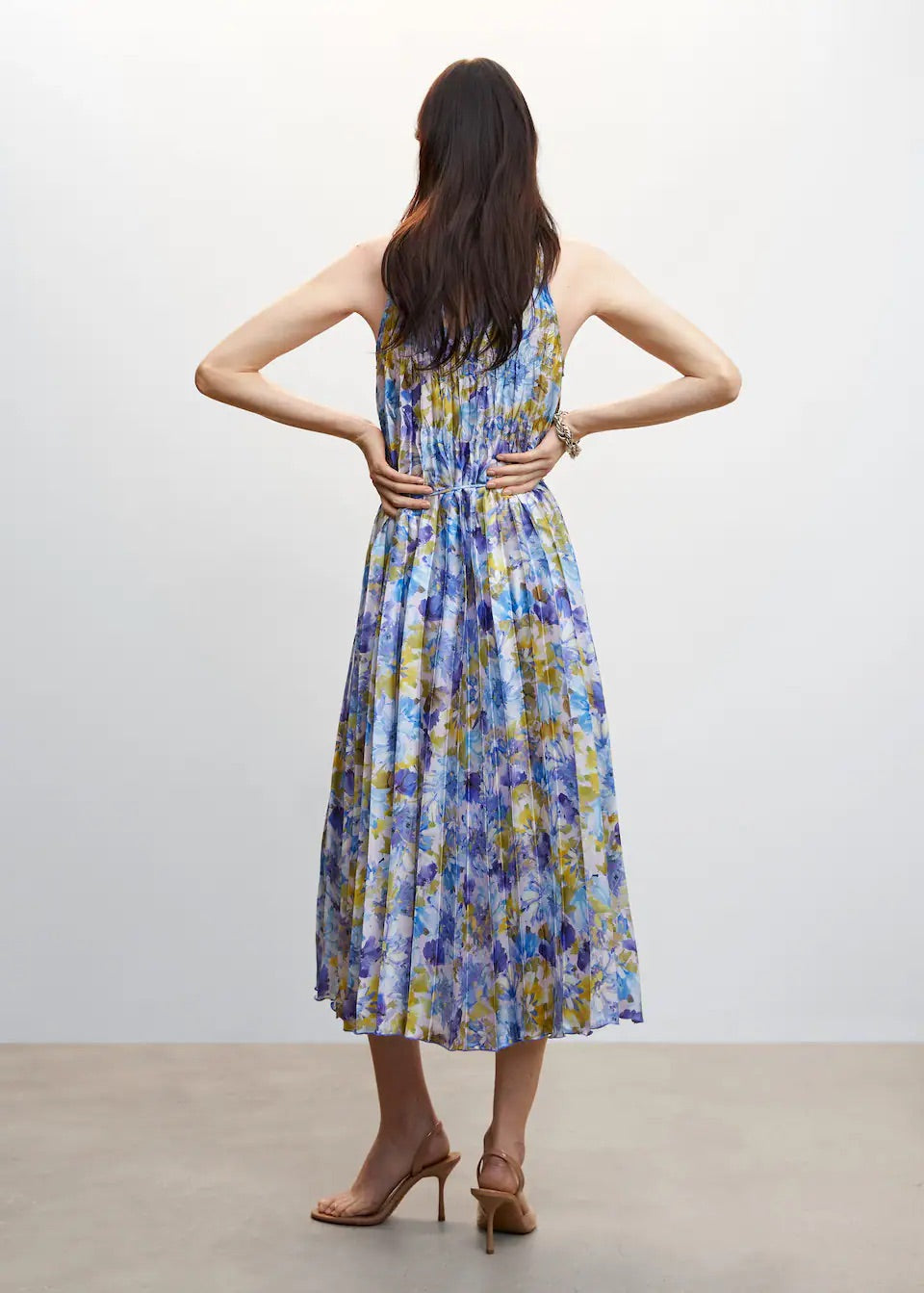 Printed pleated dress