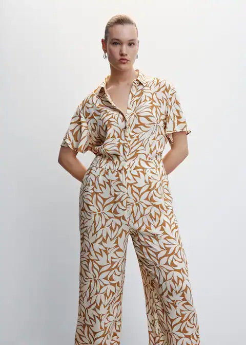 Printed shirt jumpsuit