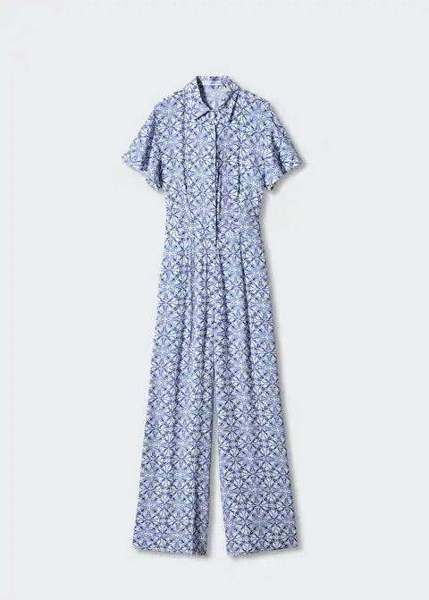 Printed shirt jumpsuit