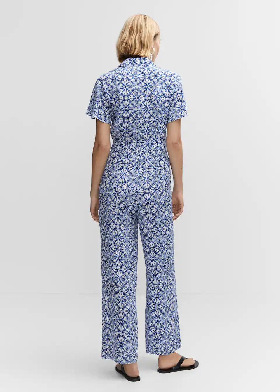 Printed shirt jumpsuit