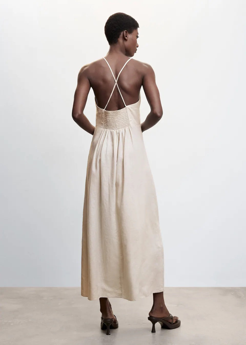 Linen cross-back dress