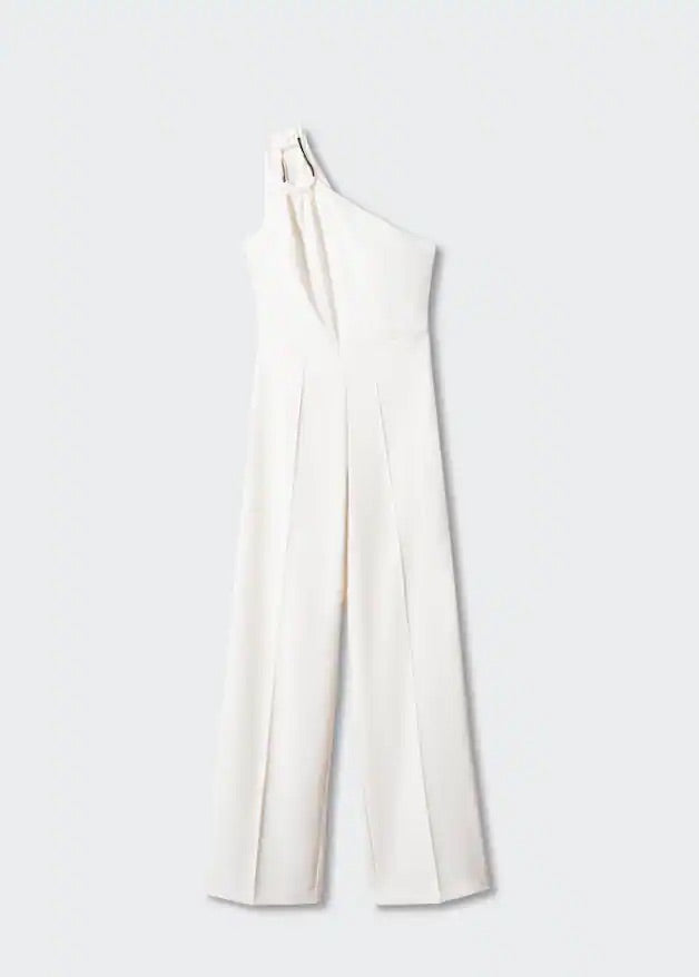 Asymmetrical jumpsuit with metallic detail