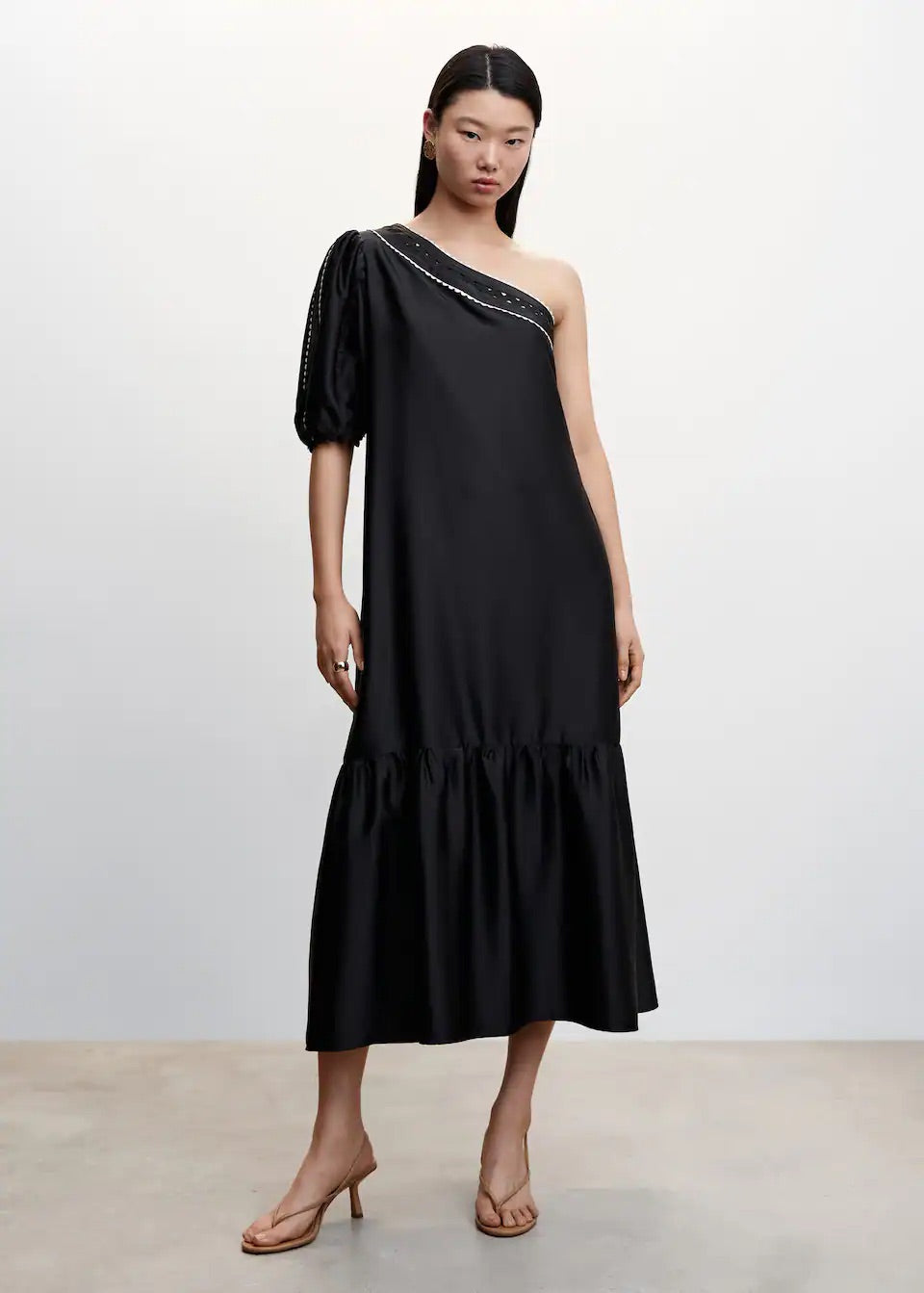 Asymmetrical satin dress