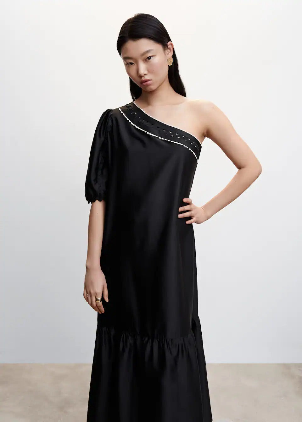 Asymmetrical satin dress