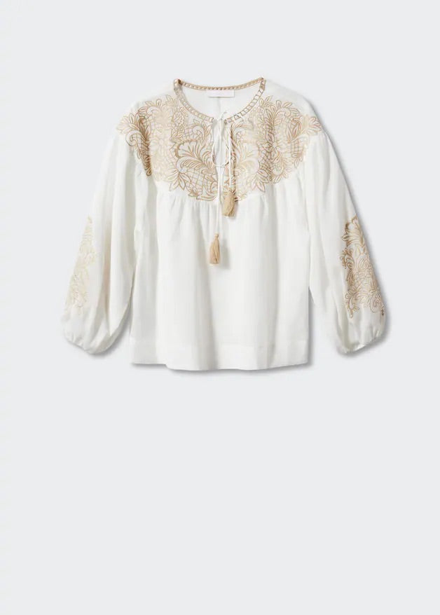 Embroidered cord blouse