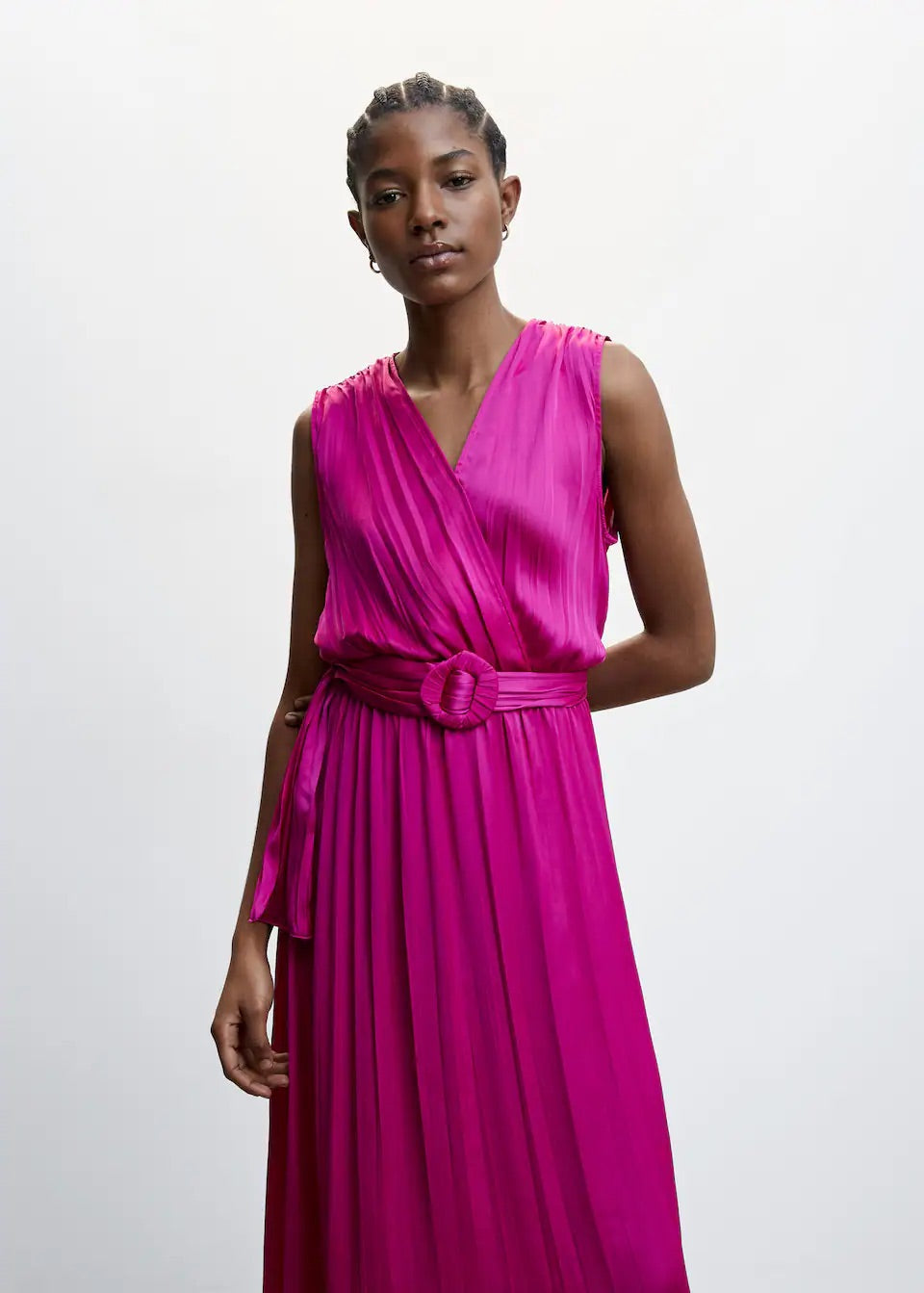 Pleated satin dress