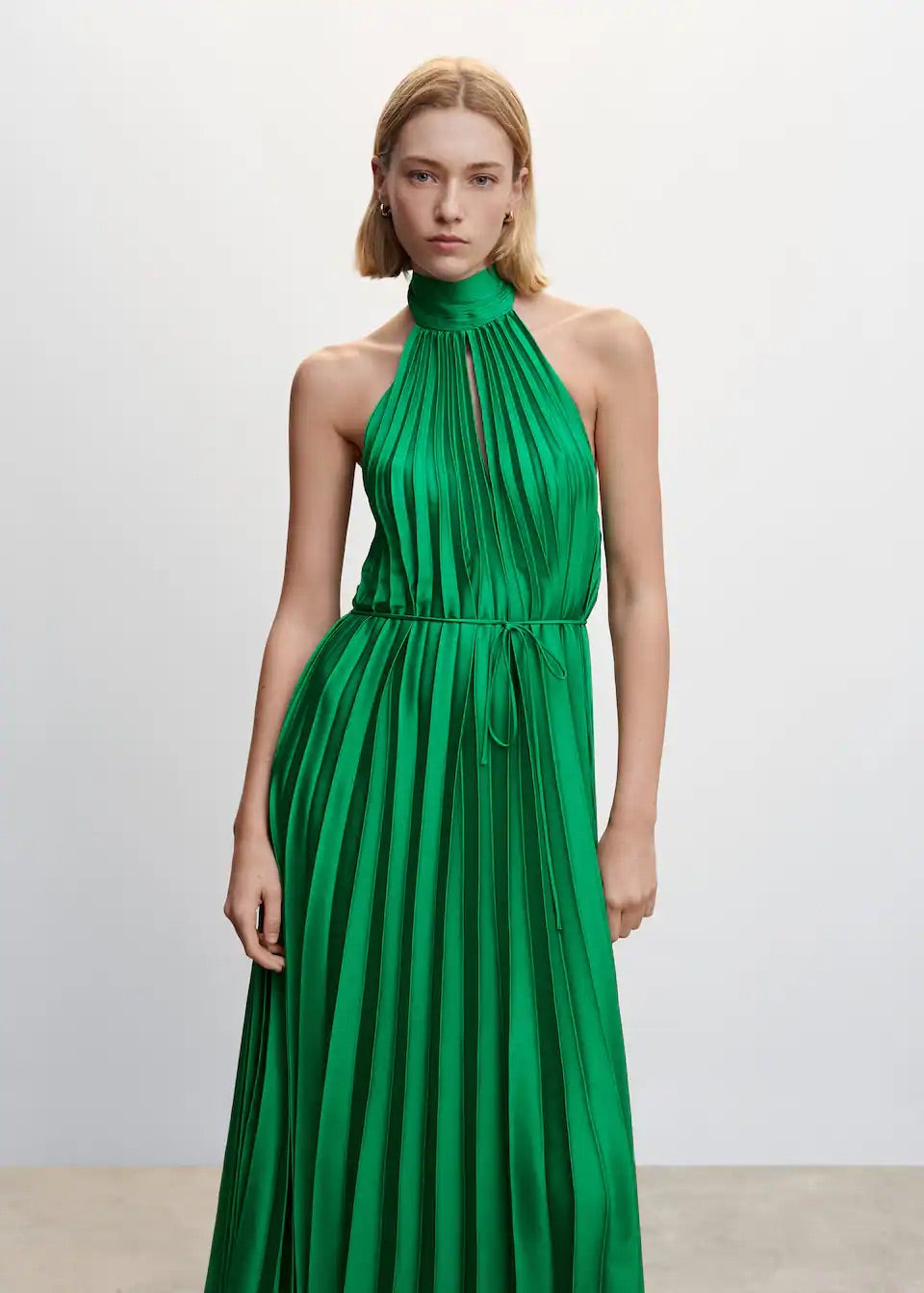 Pleated halter neck dress