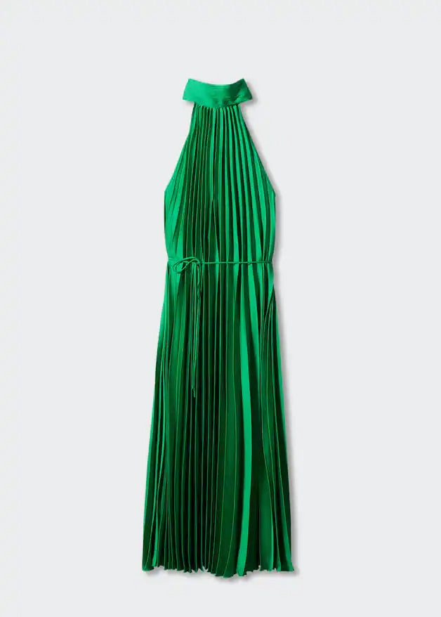 Pleated halter neck dress