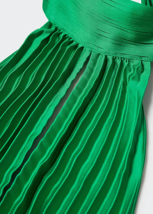 Pleated halter neck dress