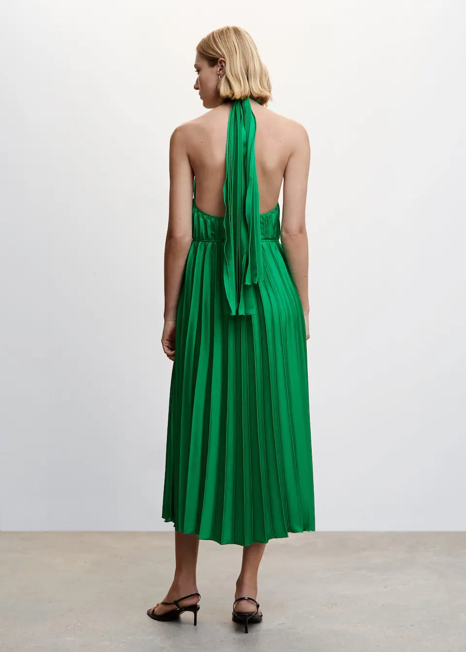 Pleated halter neck dress