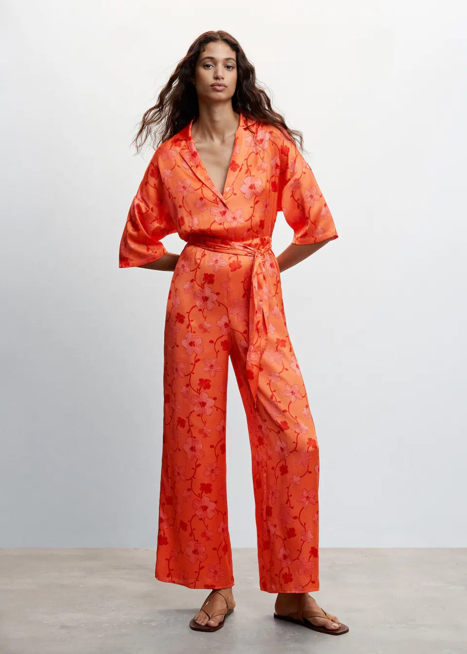 Printed satin jumpsuit