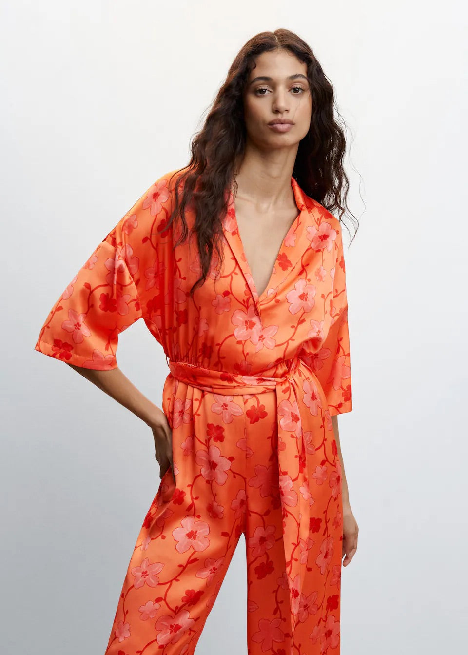 Printed satin jumpsuit