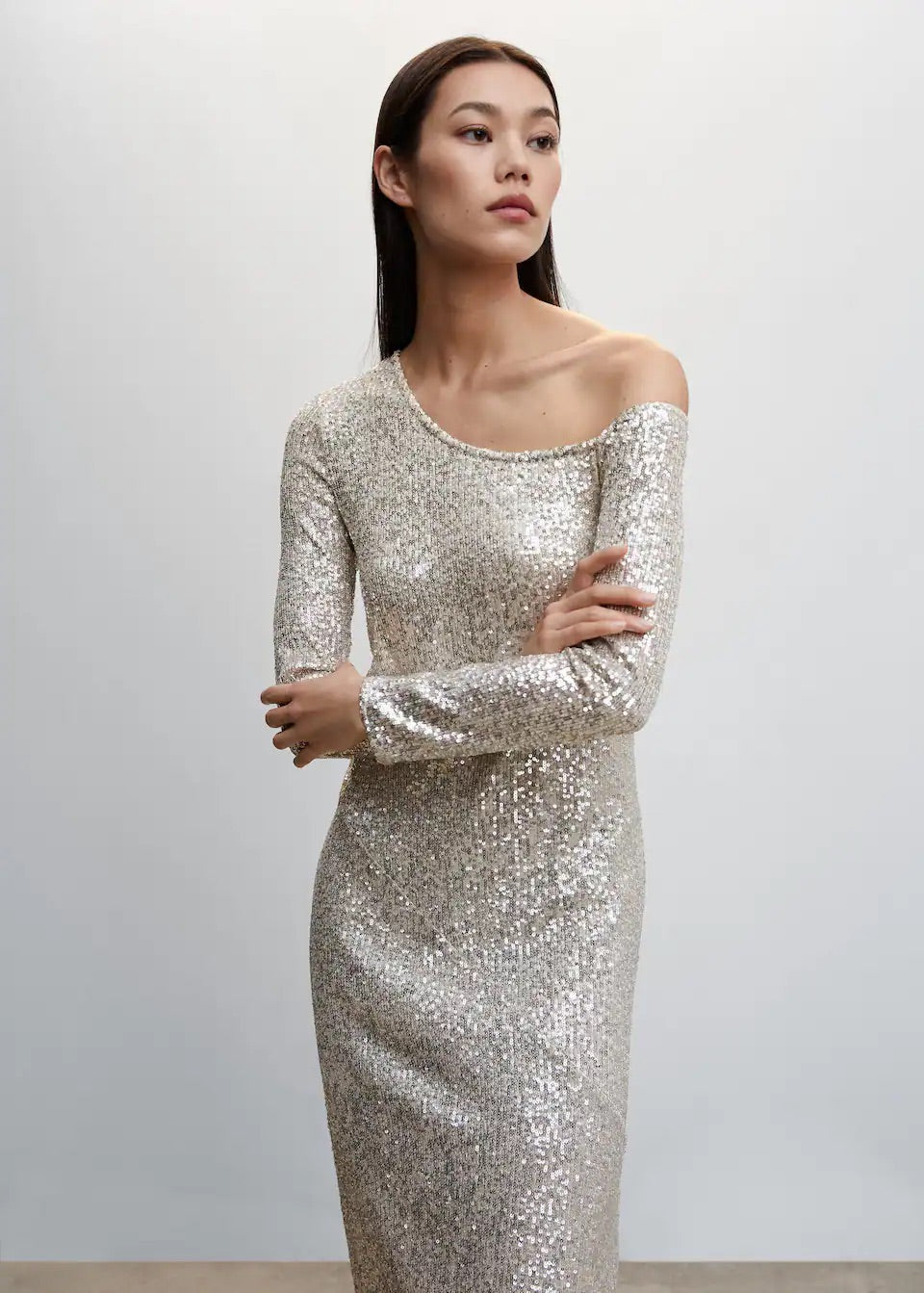 Asymmetric sequin dress