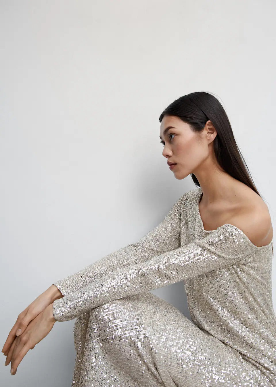 Asymmetric sequin dress