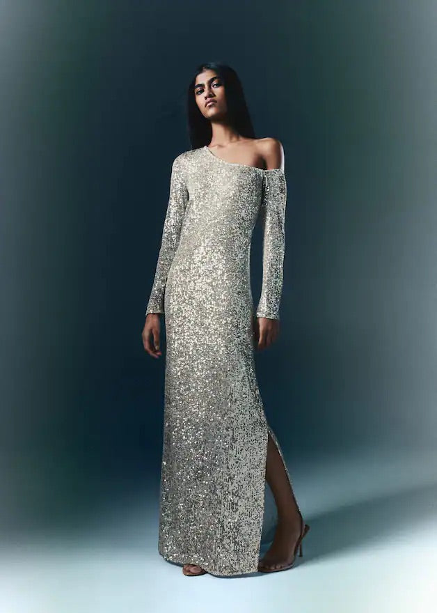 Asymmetric sequin dress