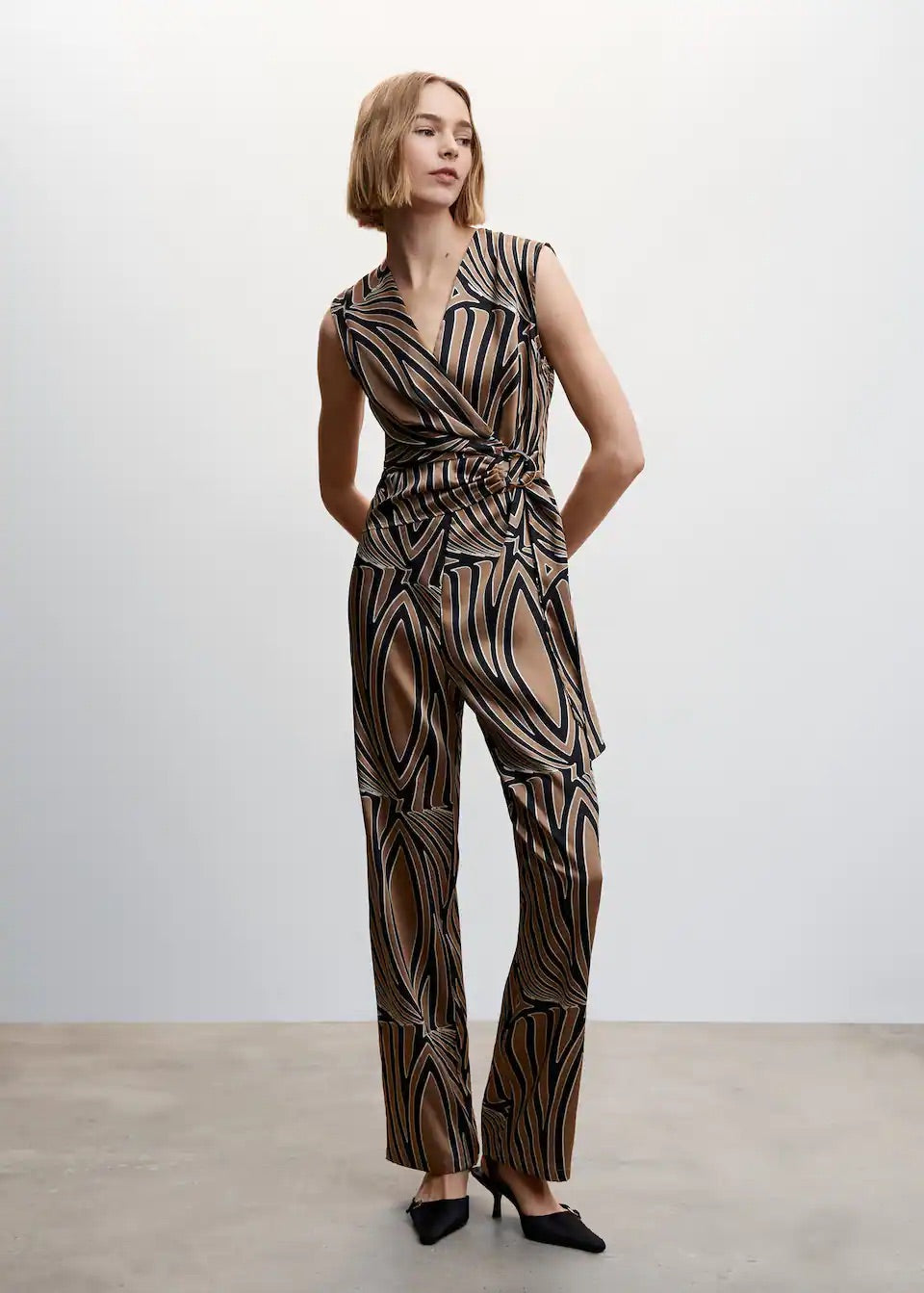 Belt printed jumpsuit