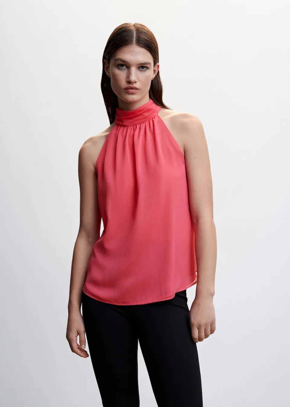 Halter neck blouse with bow