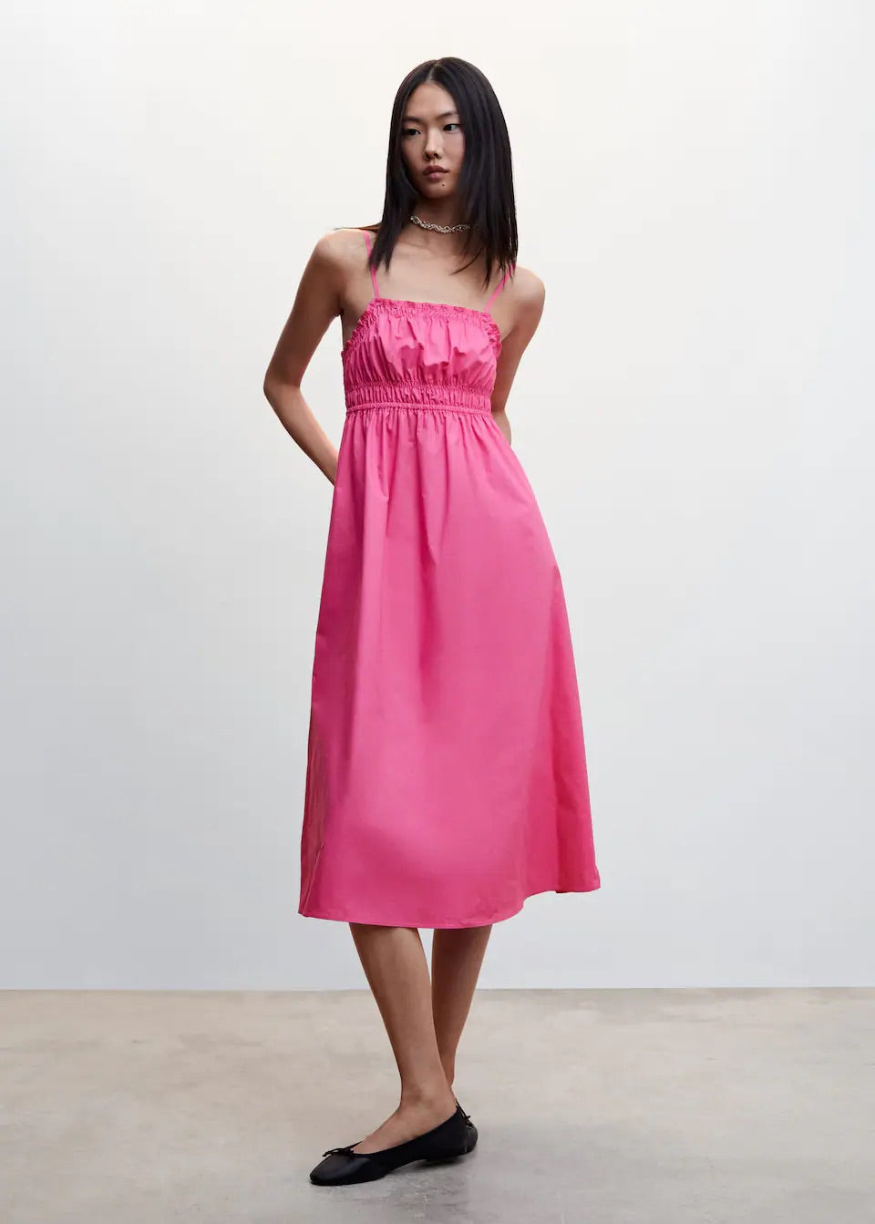 100% cotton midi dress