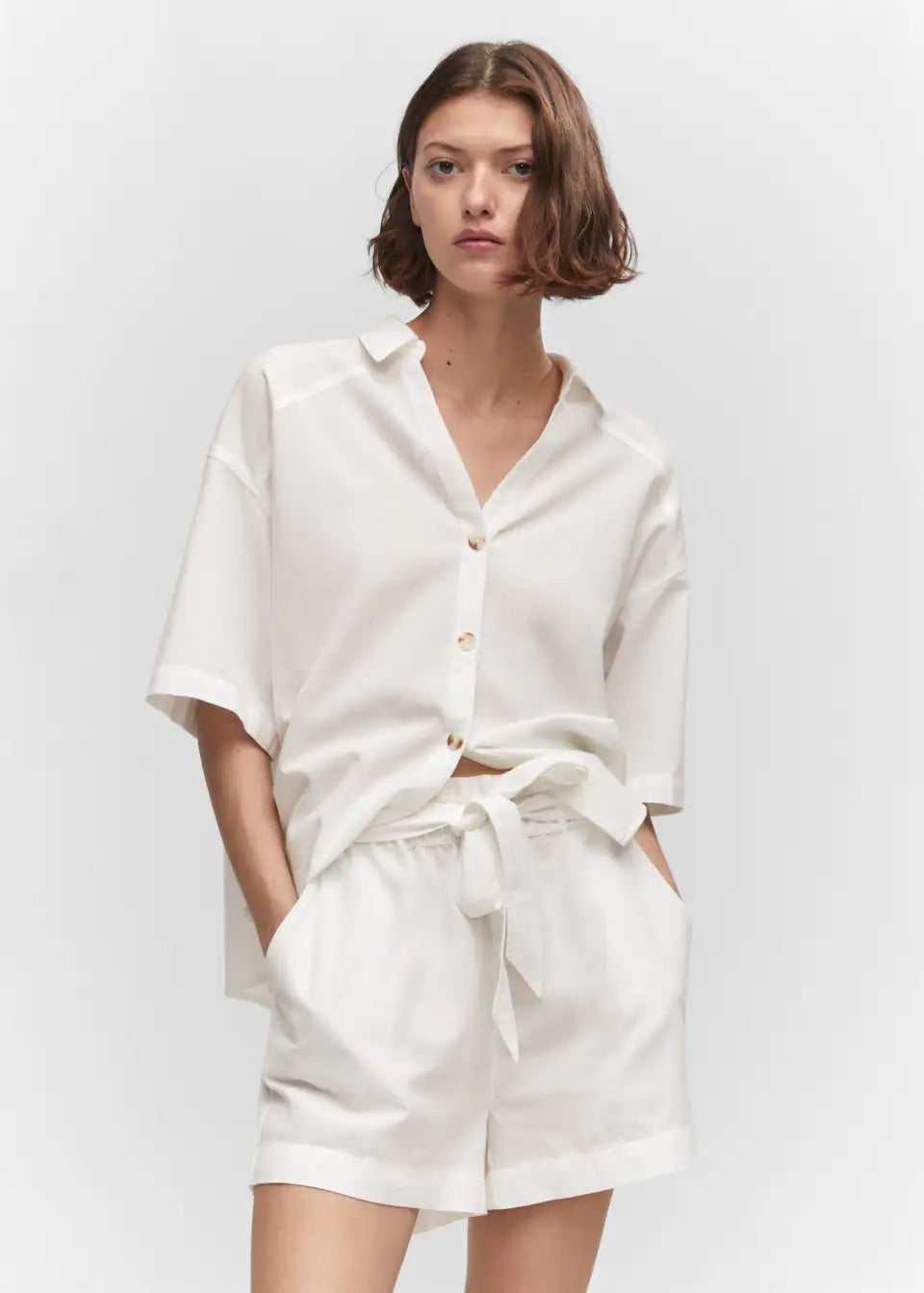 Cotton linen-blend shirt