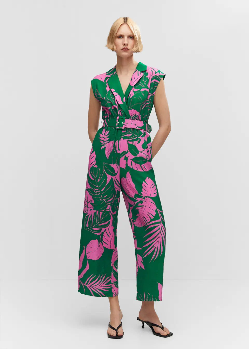 Belt printed jumpsuit