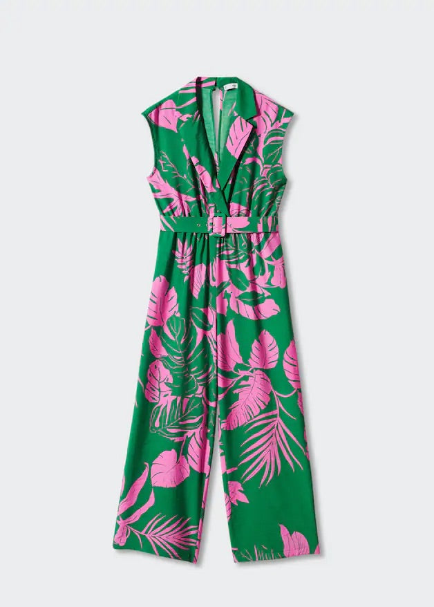 Belt printed jumpsuit