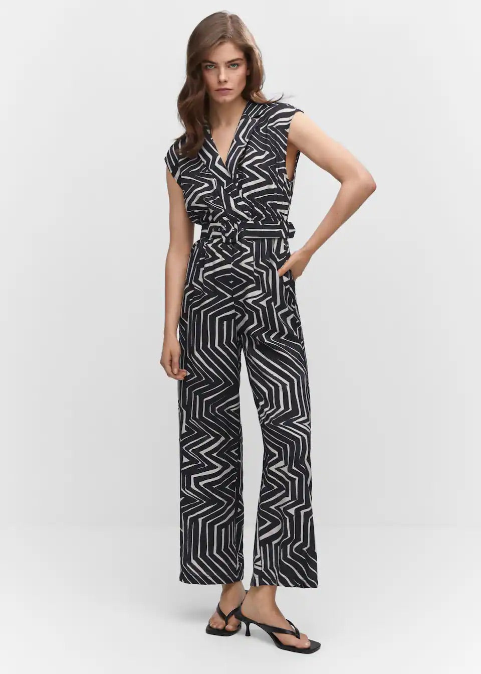 Belt printed jumpsuit