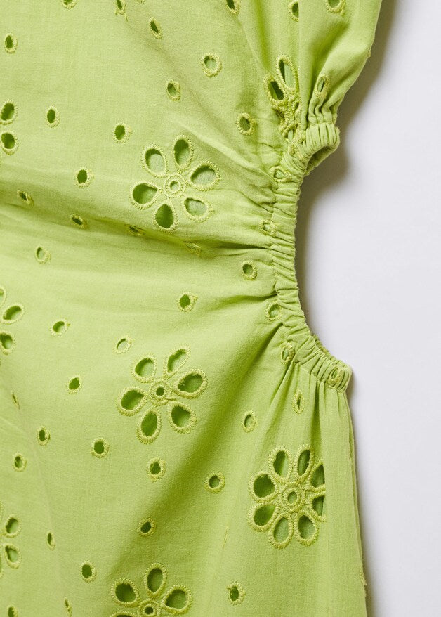 Embroidered dress with side slits