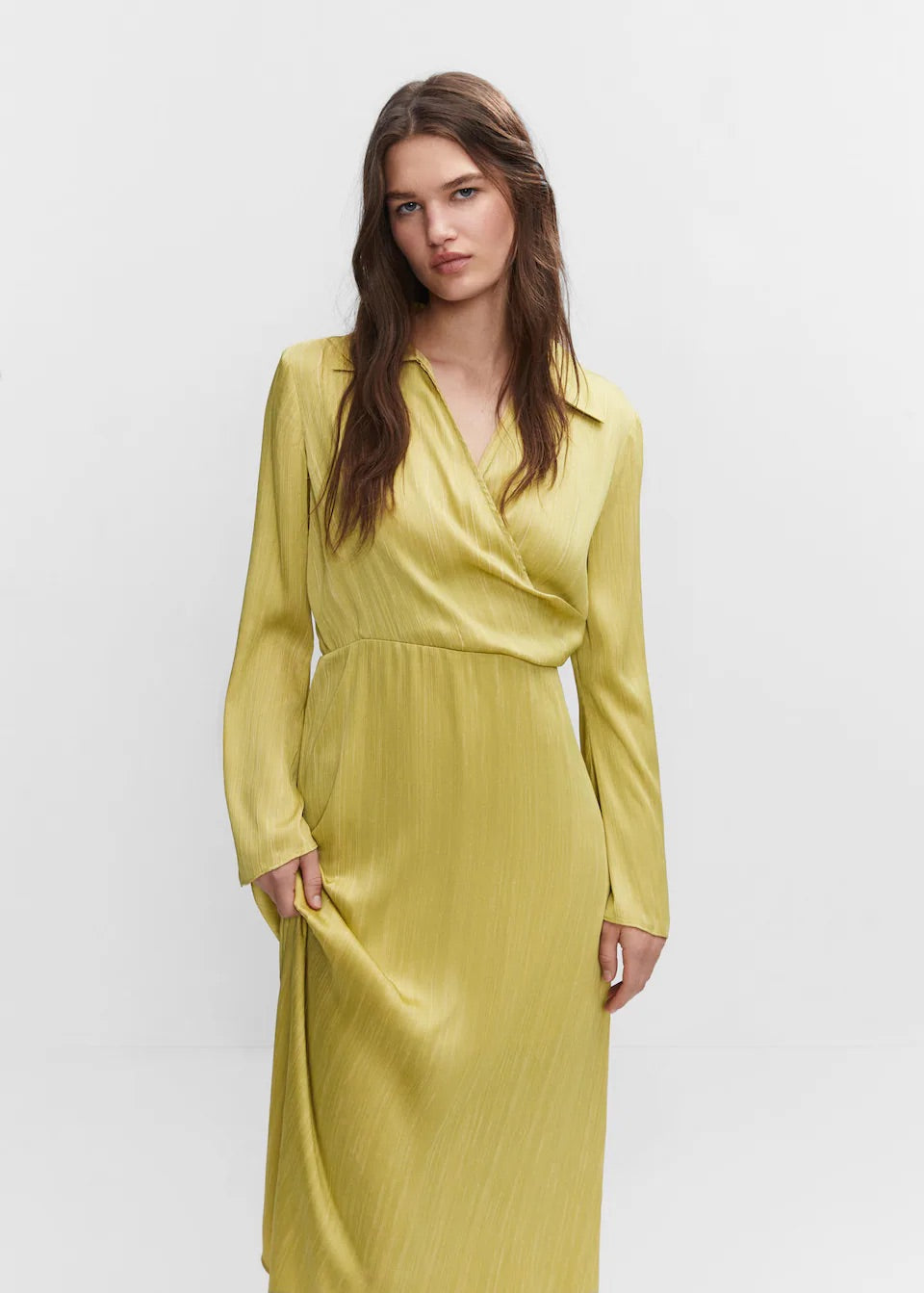 Satin shirt dress