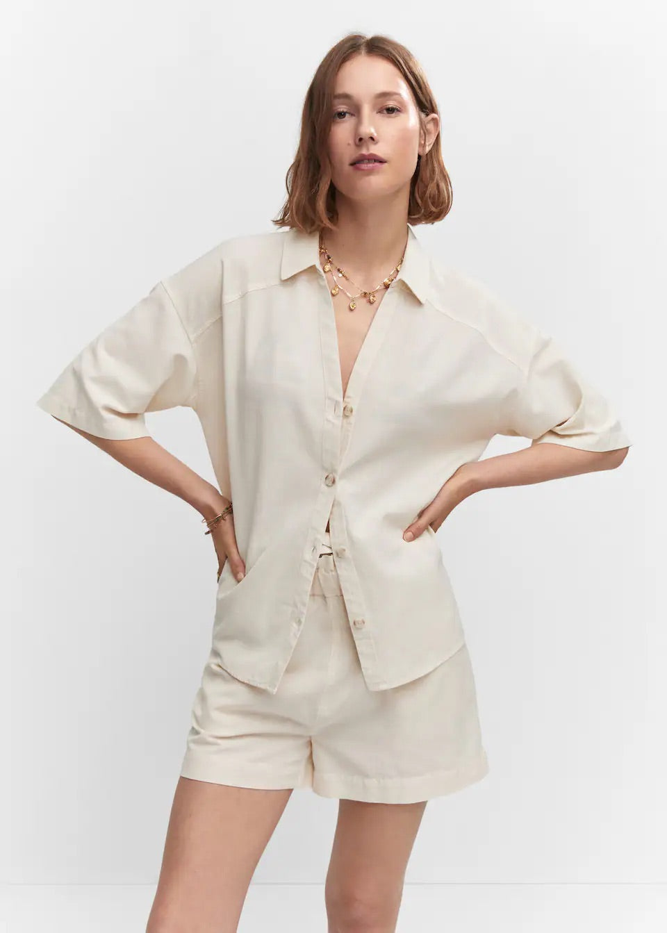 Cotton linen-blend shirt