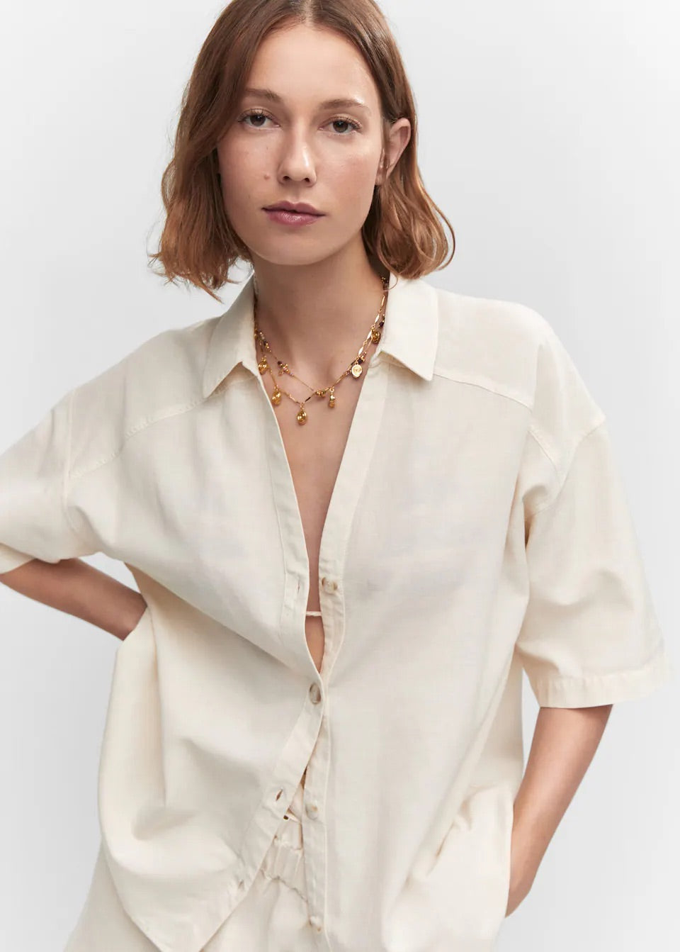 Cotton linen-blend shirt