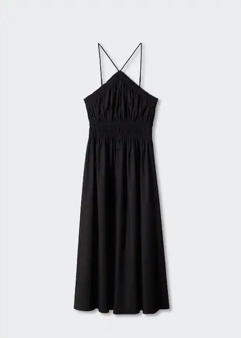 Halter-neck dress with ruffle details