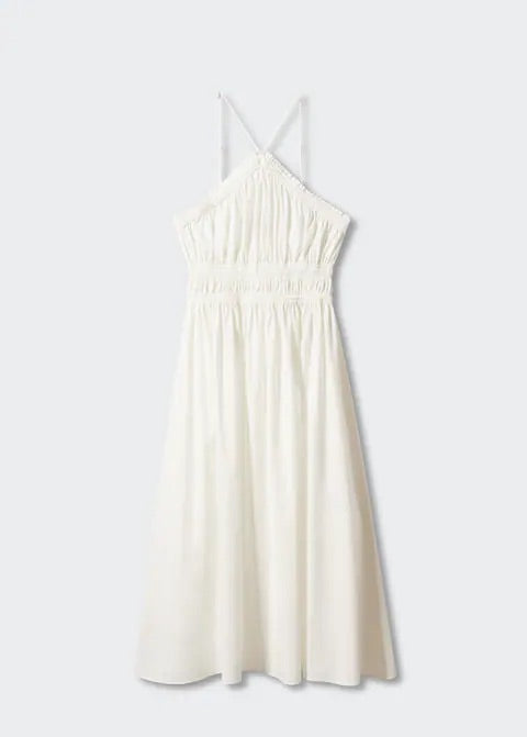 Halter-neck dress with ruffle details