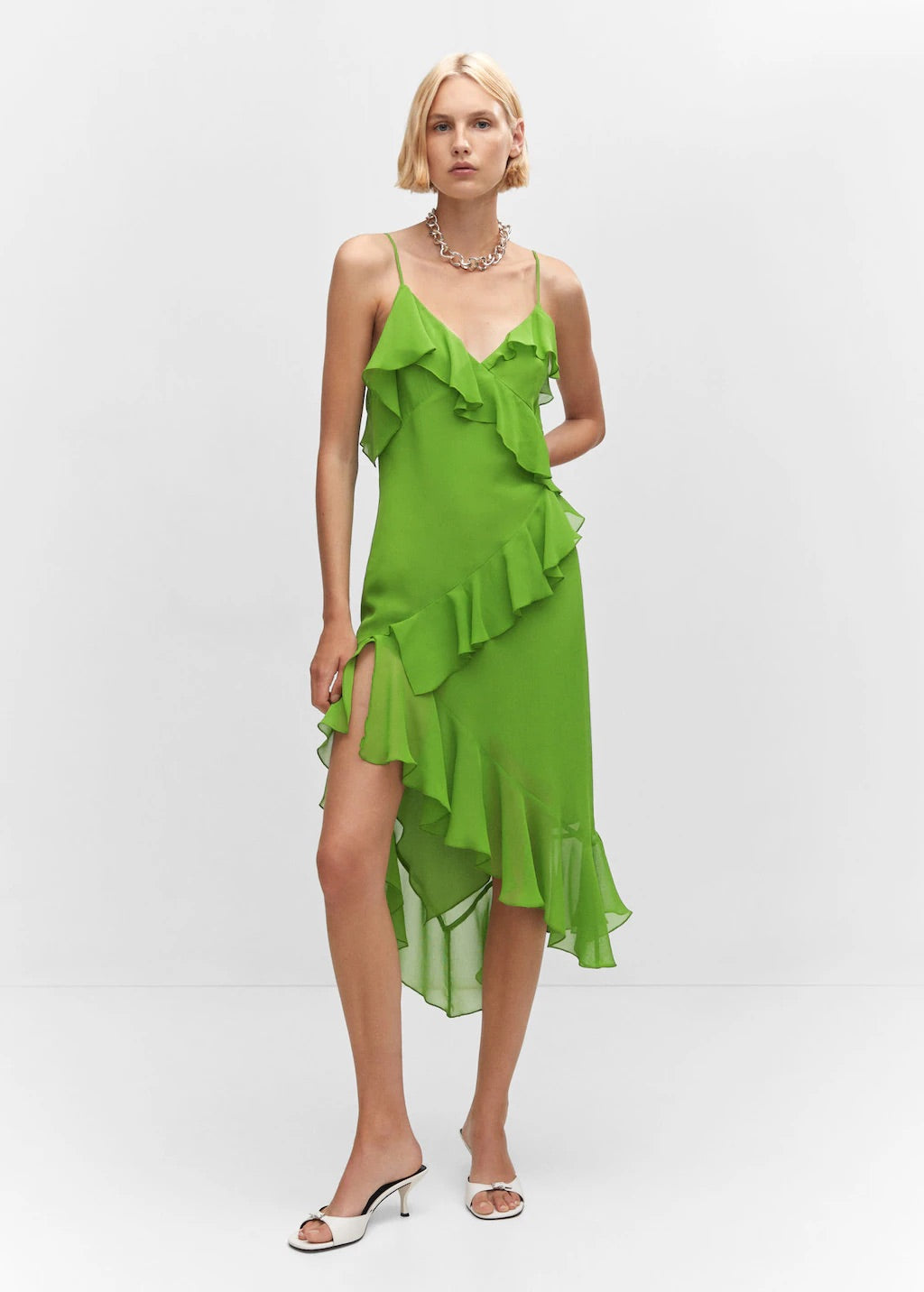 Asymmetric ruffled dress