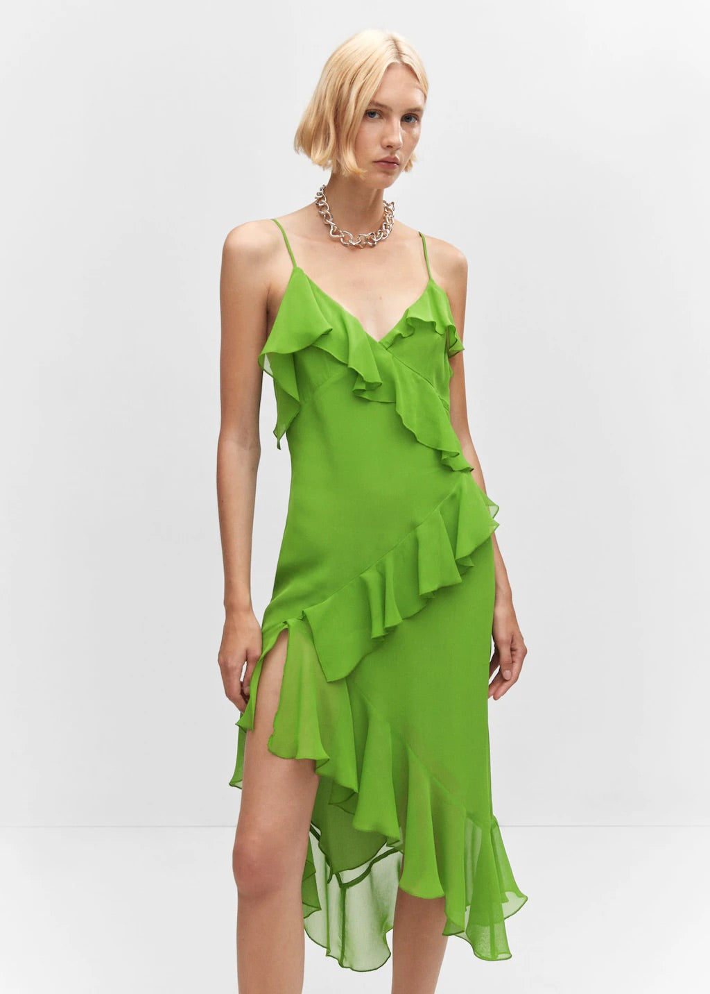 Asymmetric ruffled dress