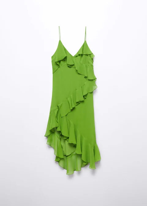 Asymmetric ruffled dress