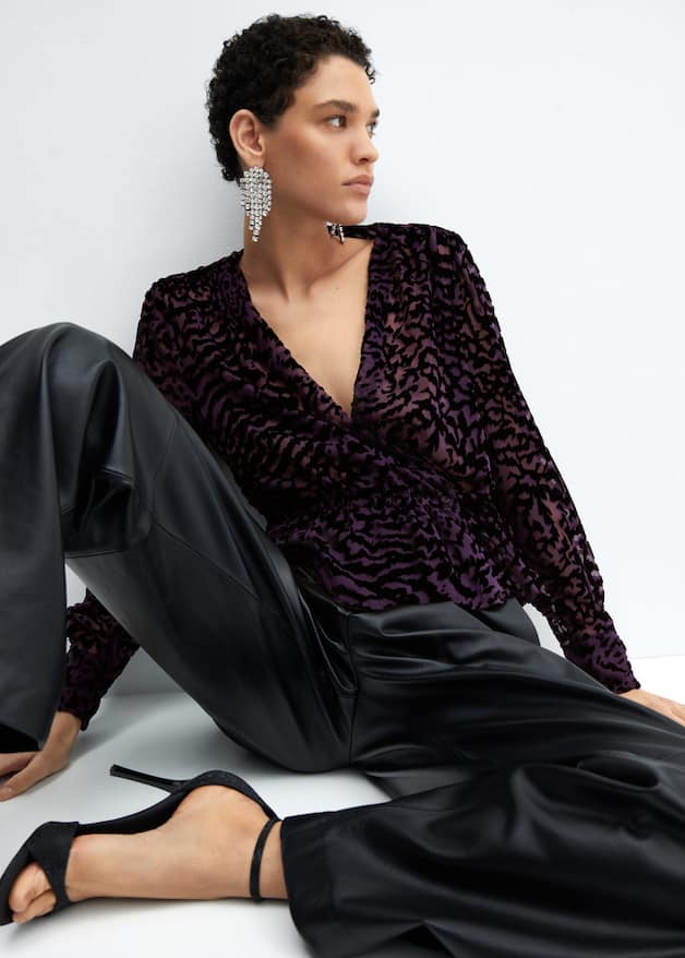 Animal-print velvet blouse - Laurel Morgan