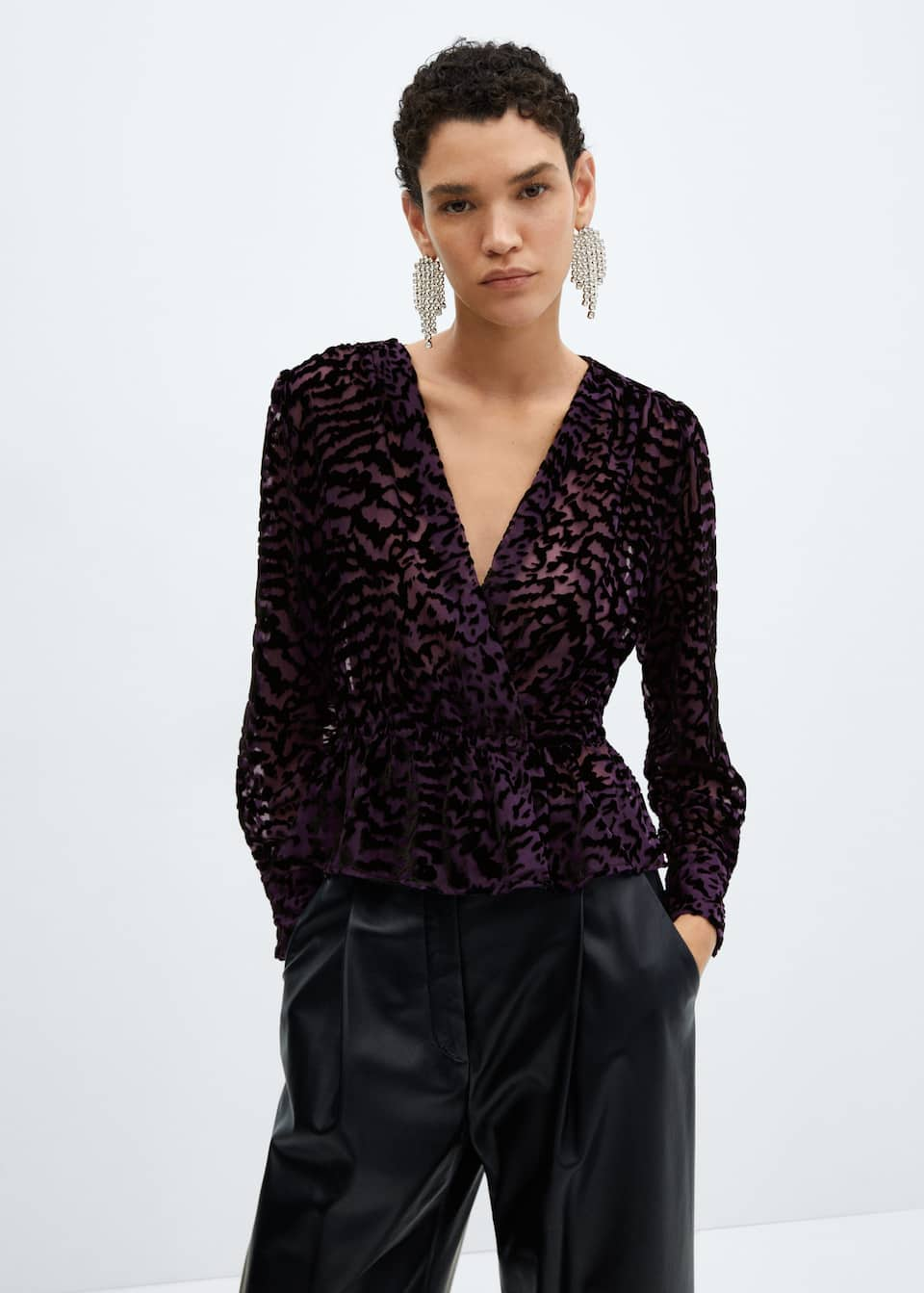 Animal-print velvet blouse - Laurel Morgan