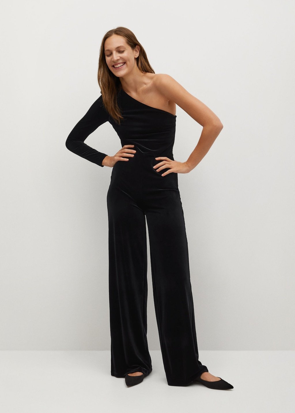 Asymmetric velvet jumpsuit - Laurel Morgan