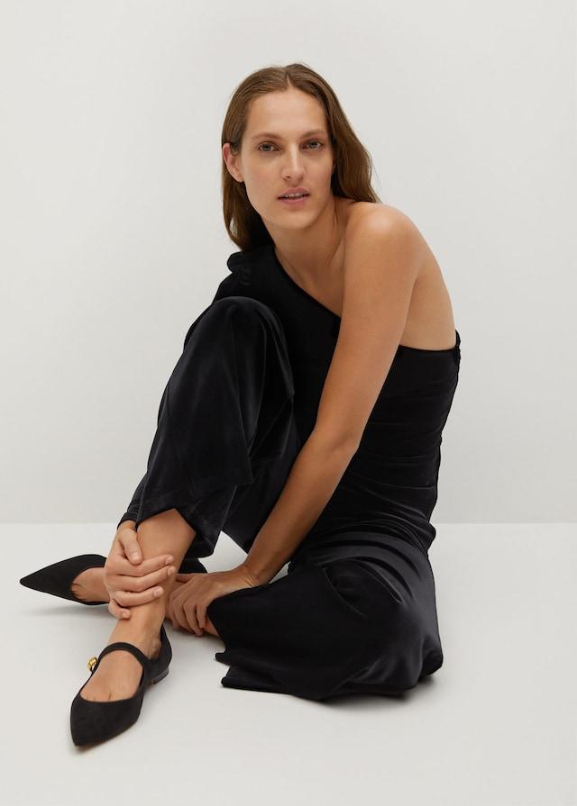 Asymmetric velvet jumpsuit - Laurel Morgan