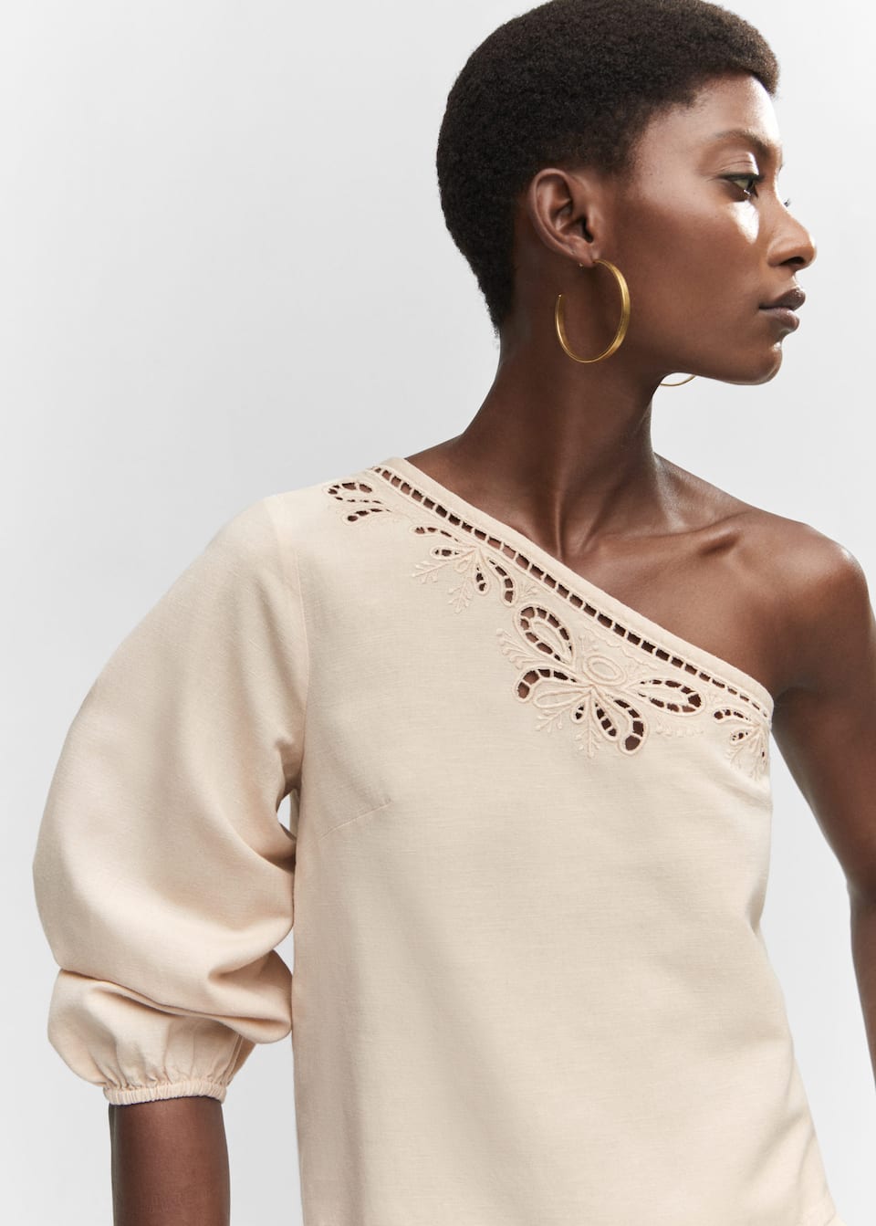 Asymmetrical embroidered openwork top - Laurel Morgan