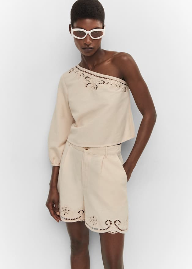 Asymmetrical embroidered openwork top - Laurel Morgan