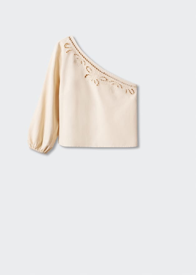 Asymmetrical embroidered openwork top - Laurel Morgan