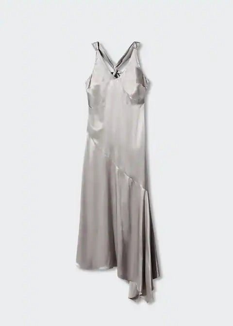 Asymmetrical satin dress with asymmetrical hem - Laurel Morgan