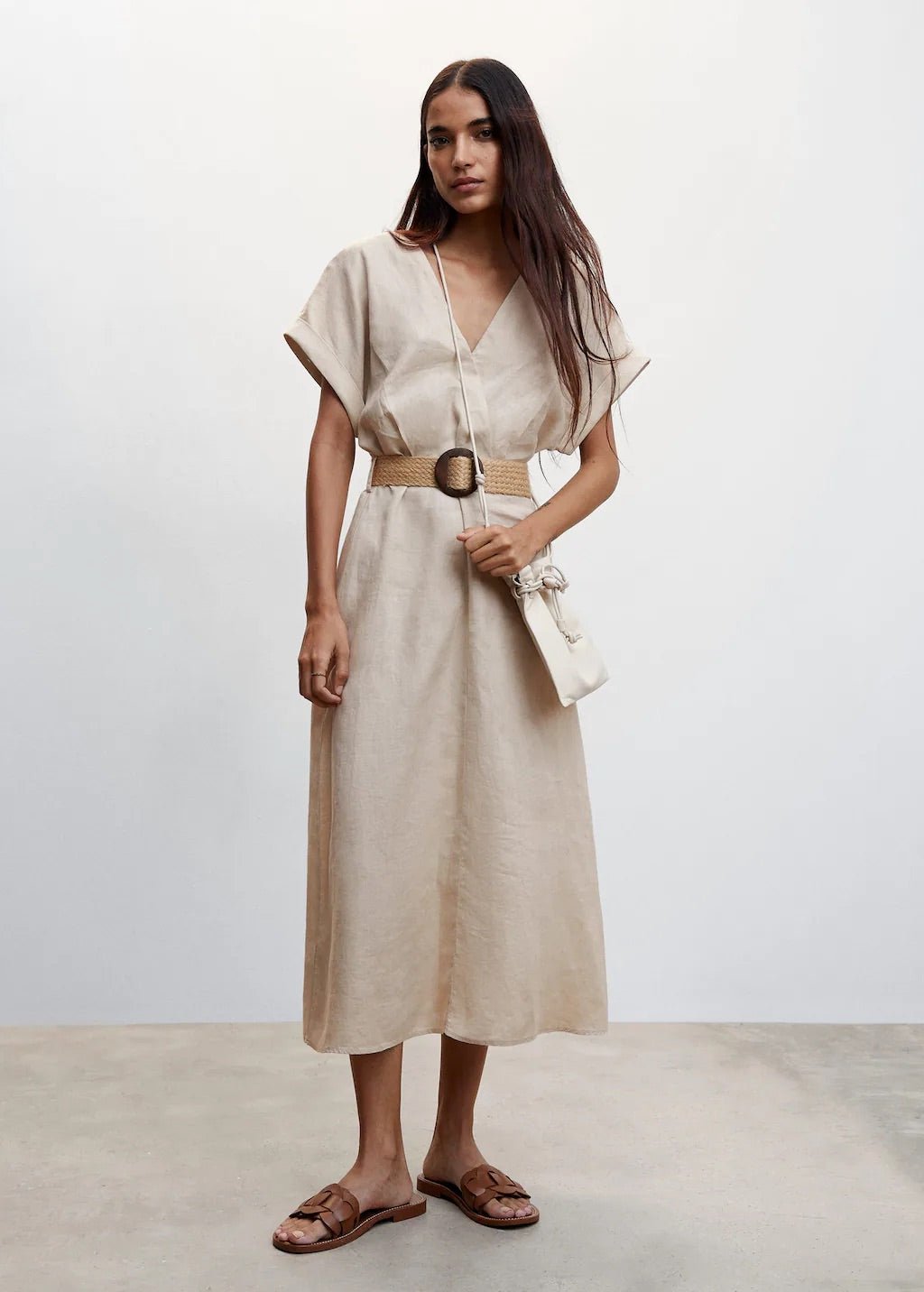 Belt linen dress - Laurel Morgan