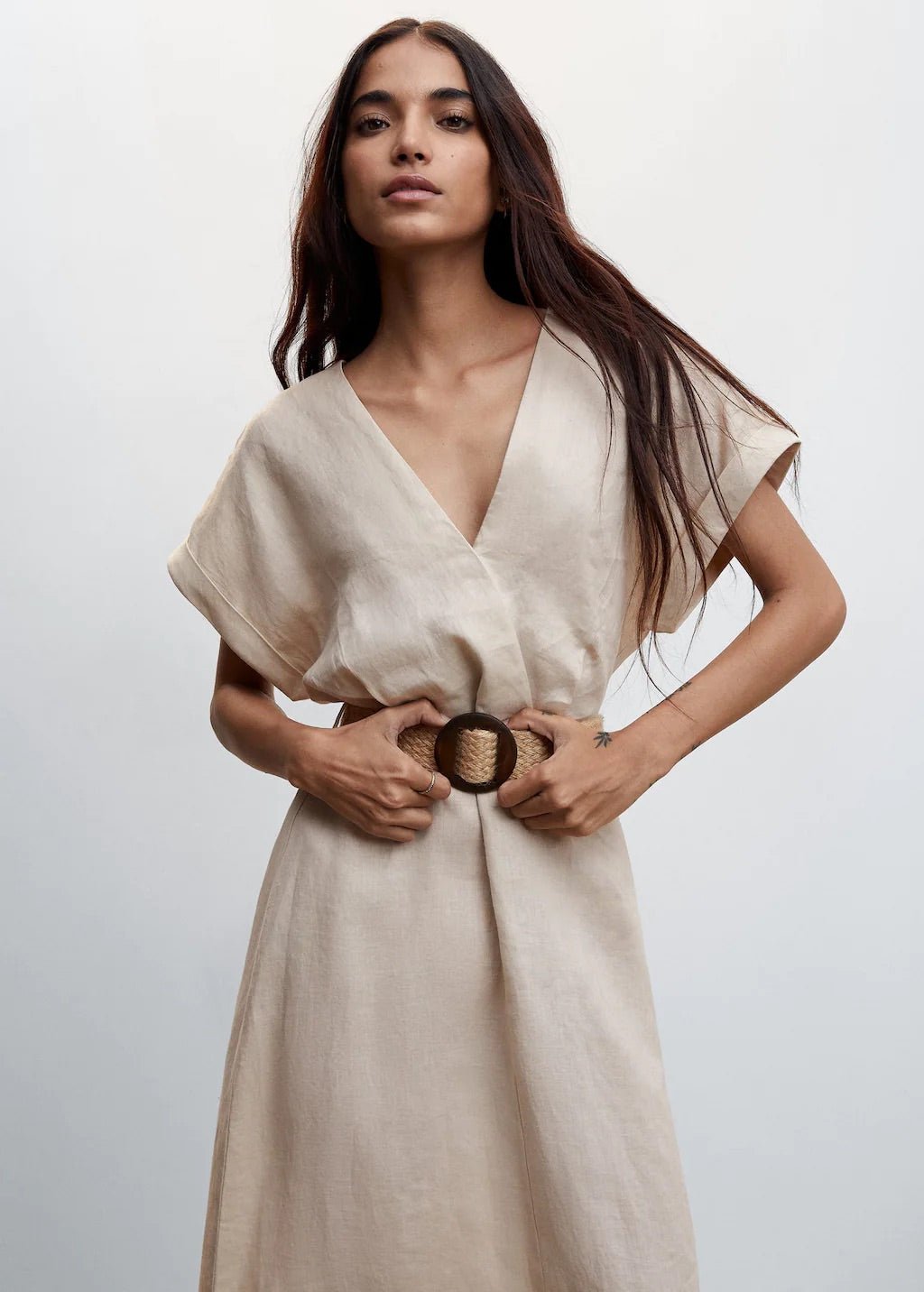 Belt linen dress - Laurel Morgan