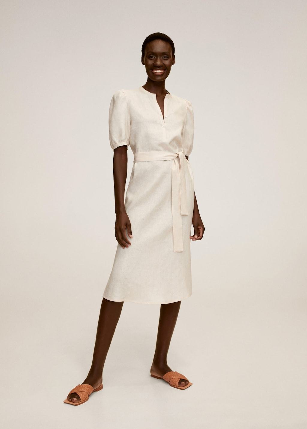 Belt linen dress - Laurel Morgan