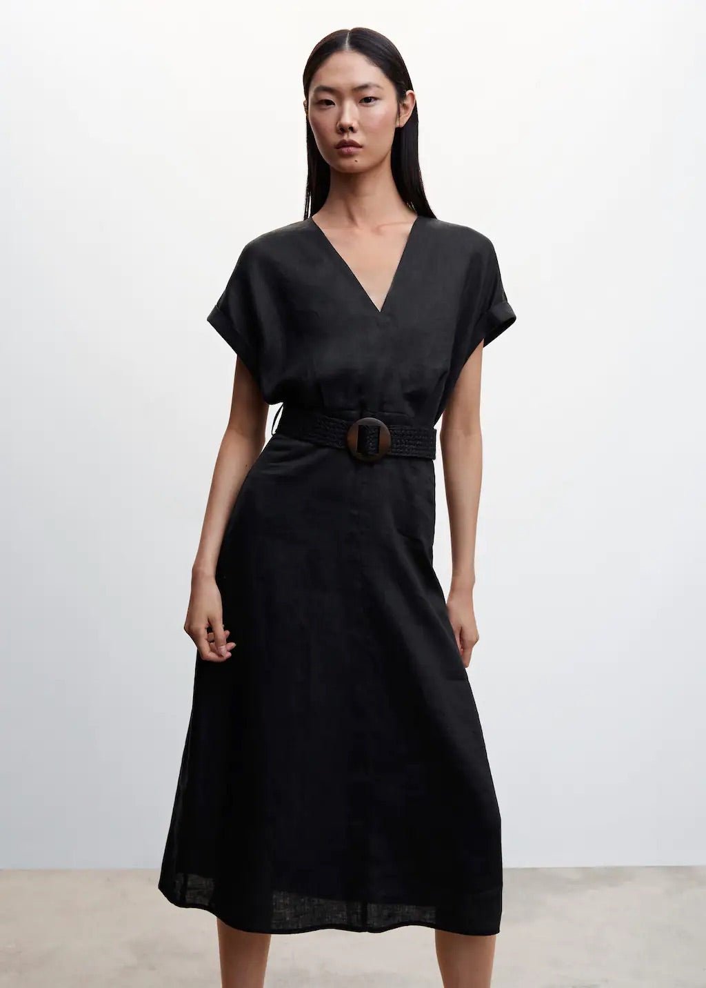 Belt linen dress - Laurel Morgan