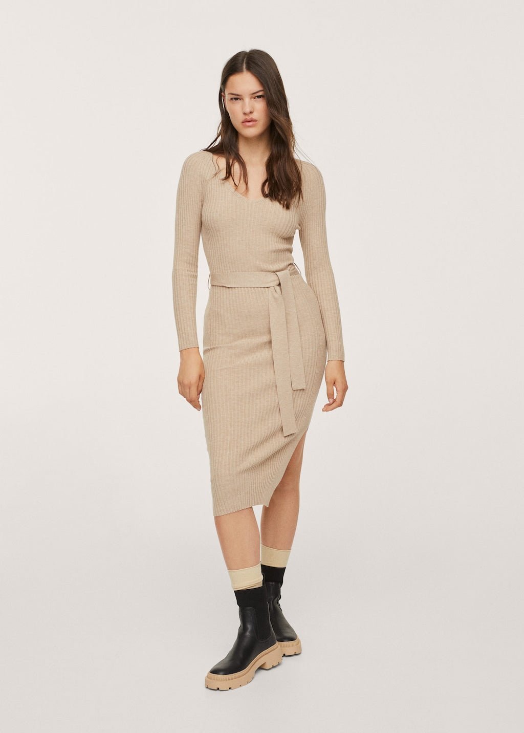 Belt ribbed dress - Laurel Morgan