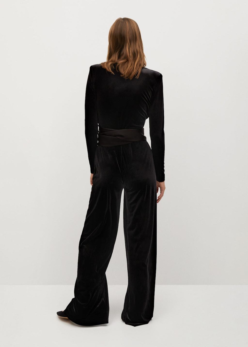 Bow velvet textured jumpsuit - Laurel Morgan